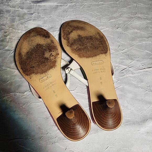 Coach Floral Thong Sandals Womens Size 8B Made In Italy Preppy Y2K Kitten Heel - Picture 5 of 6